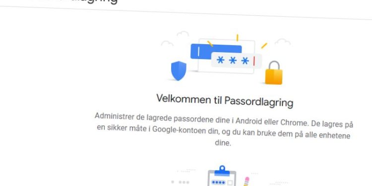 Skjermdump av Googles Passordlagring.